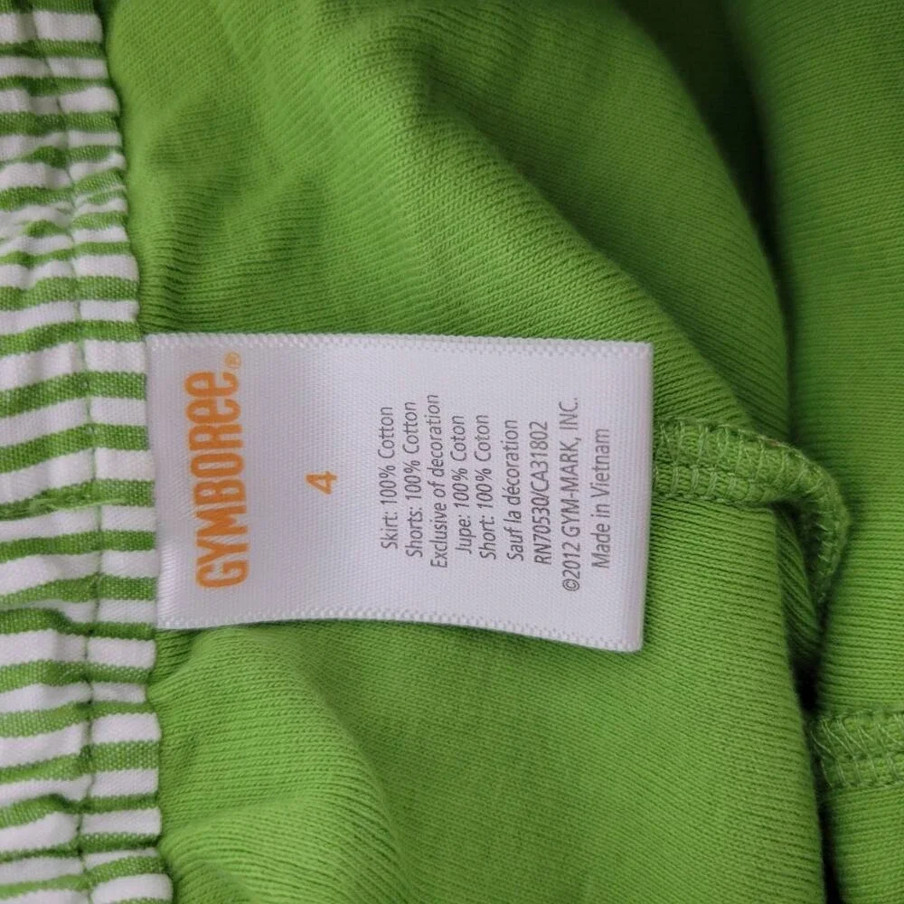 Kids Green Daffodil Embroidered Skort Pleated Bow Waist Size 4‎